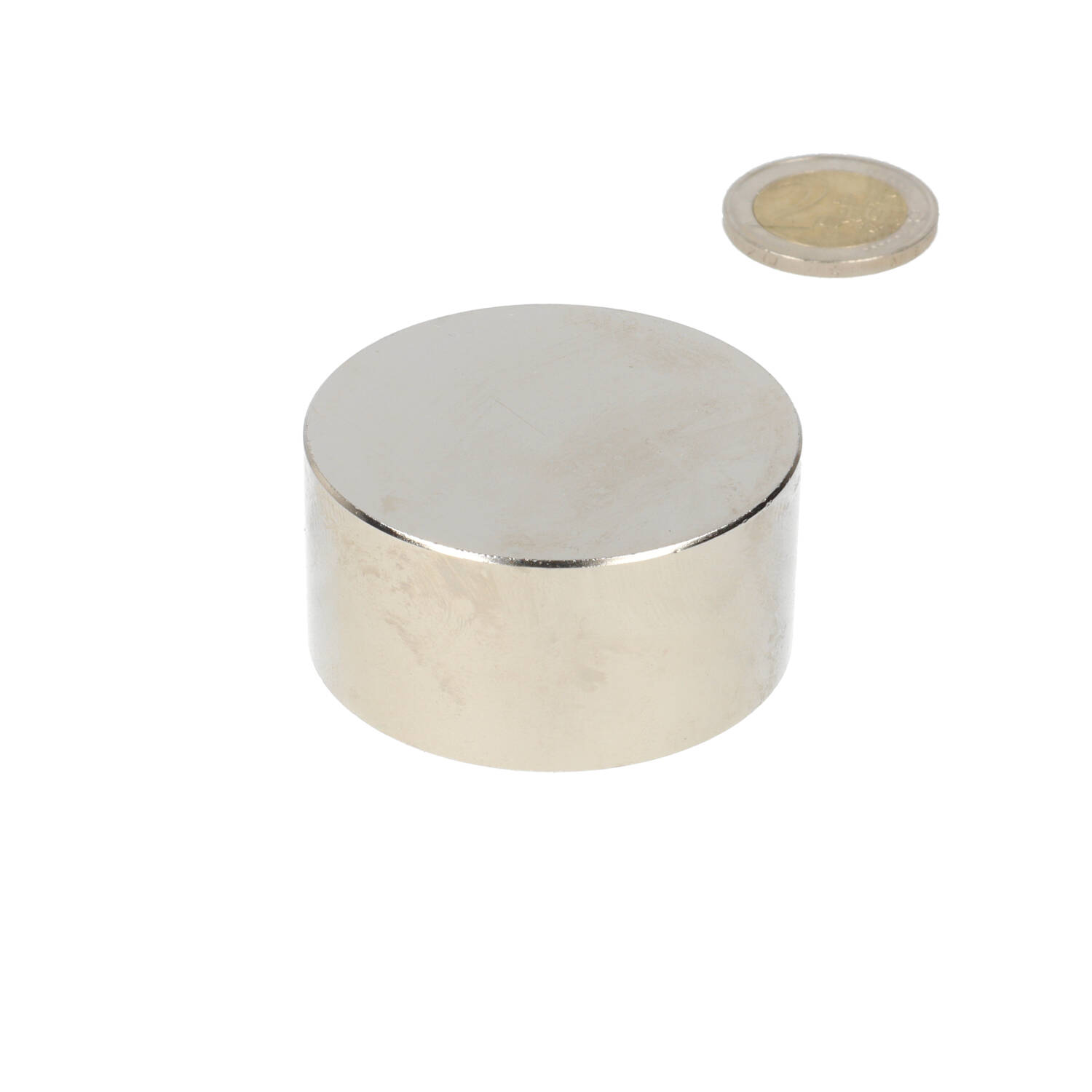 Neodym Scheibenmagnet ⌀50 x 25 mm, N48, vernickelt (NiCuNi)