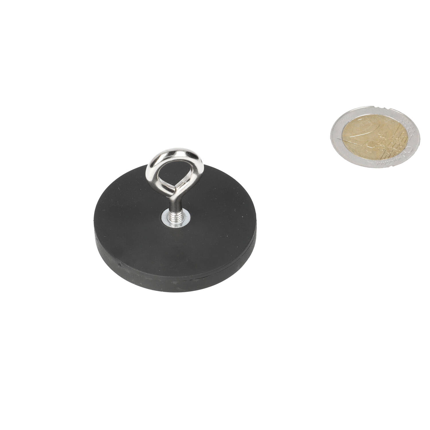 Neodym – Ösenmagnet – 43 mm – Ø43 mm – N40 – Stahltopf – Gummi