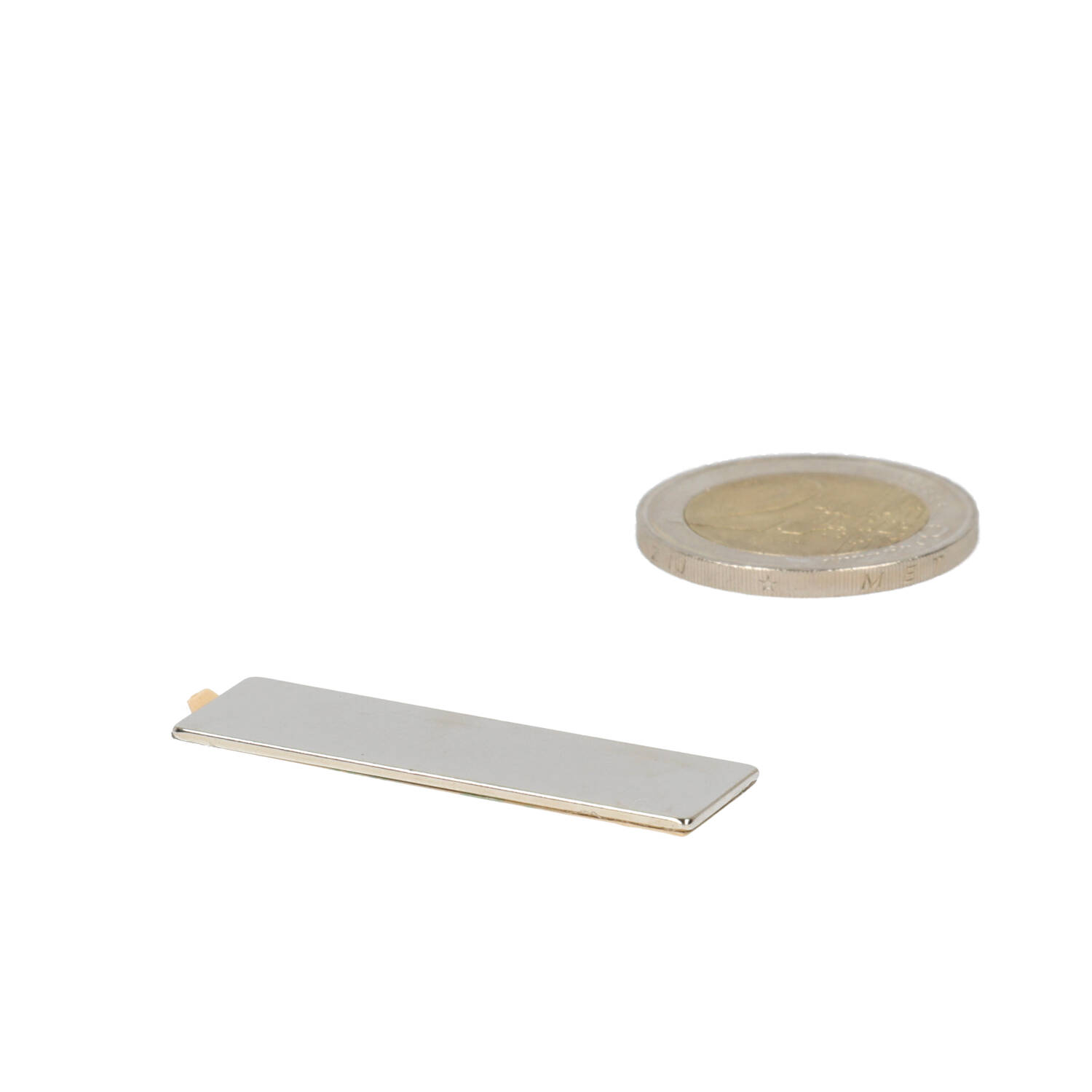 Neodym Quader-Magnet 40 x 12 x 1 mm (N45) – zelfklevend – NiCuNi