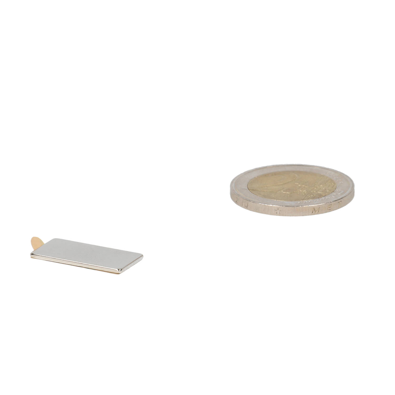 Neodym Quader-Magnet 20 x 10 x 1 mm (N45) – zelfklevend – NiCuNi