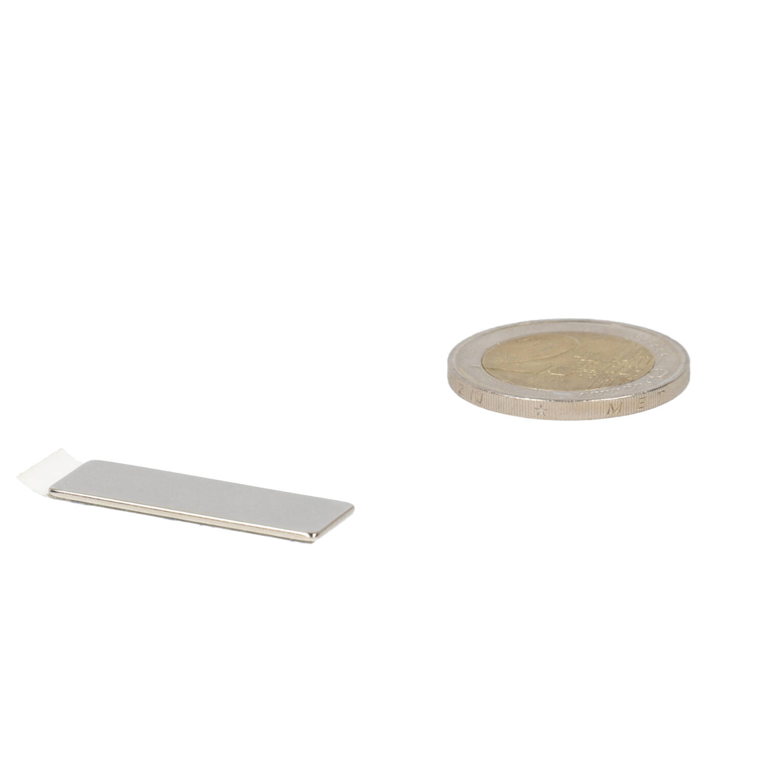 Neodym Quader-Magnet 30 x 10 x 1 mm (N45) – zelfklevend – NiCuNi